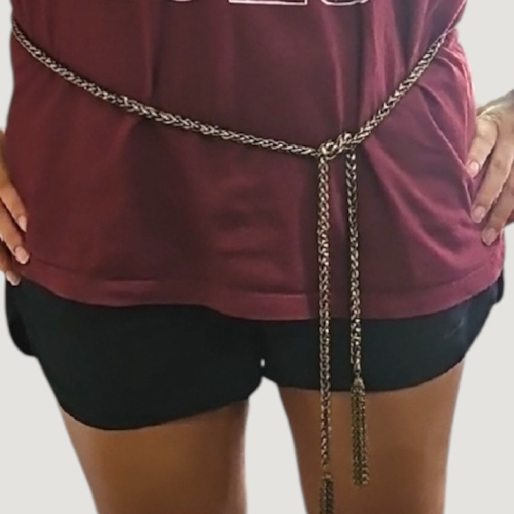 BRASS VINTAGE CHAIN BELT NECKLACE JEWELRY ACCESSORIES TASSLES‎